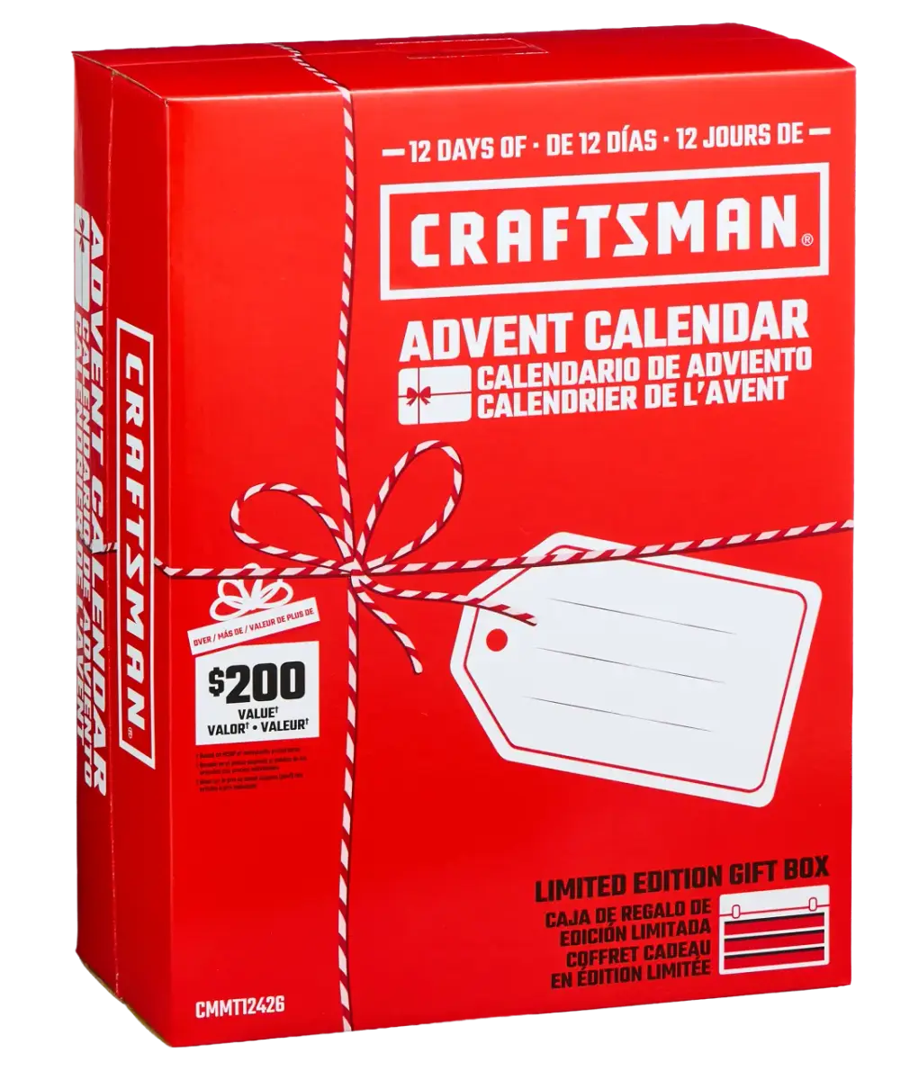 The red 12 Days of CRAFTSMAN Advent Calendar gift box