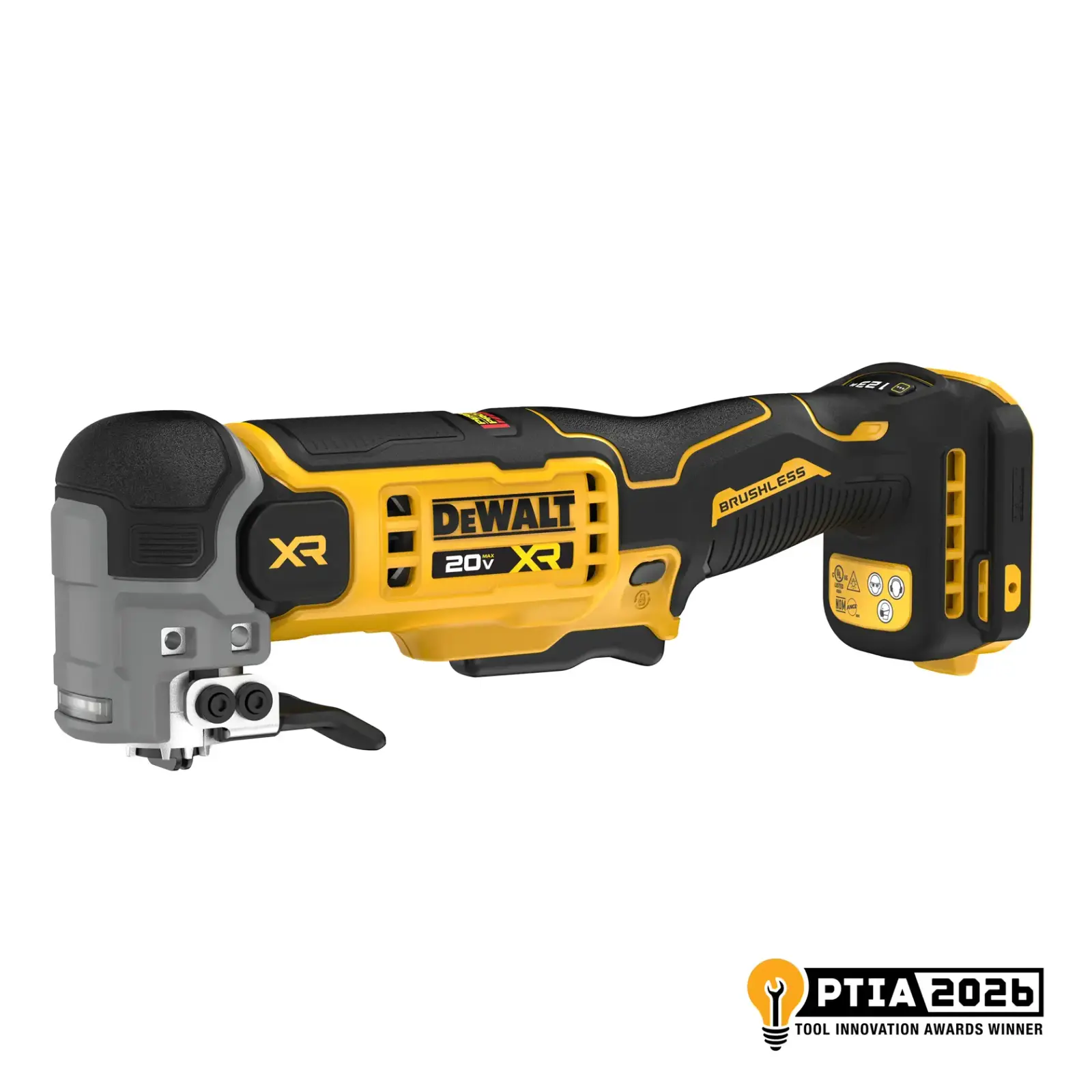 Multiherramienta oscilante sin escobillas DEWALT DCS359 20V MAX XR sobre fondo blanco